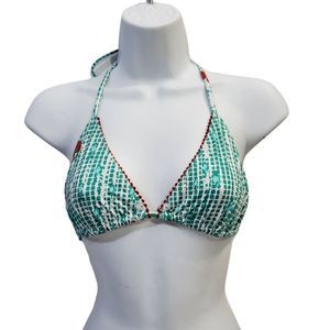4x$25 Poupette St. Barth green whitish triangular bikini top size medium
